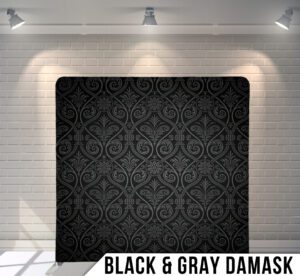 Photo Booth Backdrop - Black Gray Damask - Charleston Event Pros