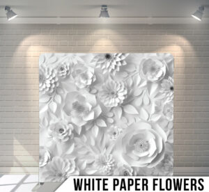 Photo Booth Backdrop - White Paper Flowers - Charleston Event Pros